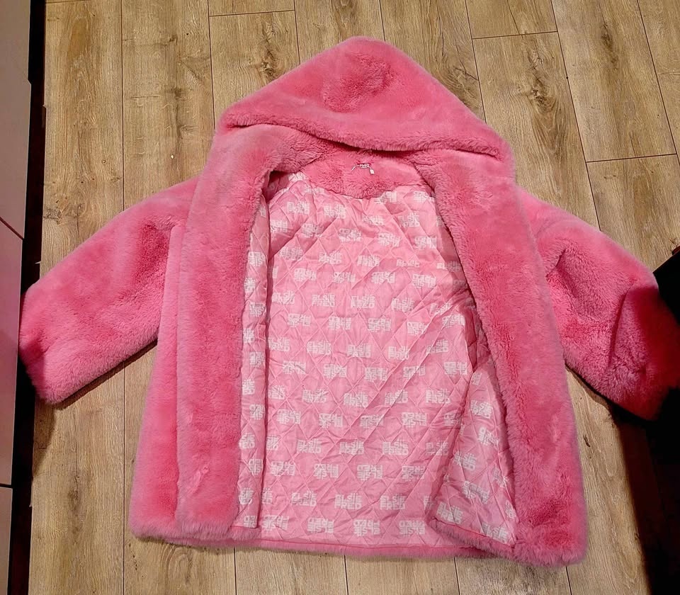 Pink Elsie & Fred fluffy coat - small