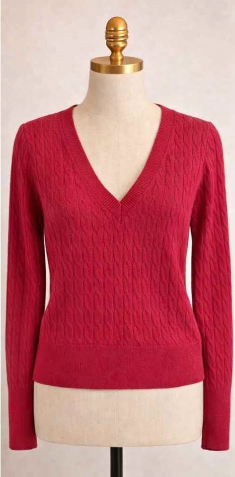 Red Textured Knit Sweater