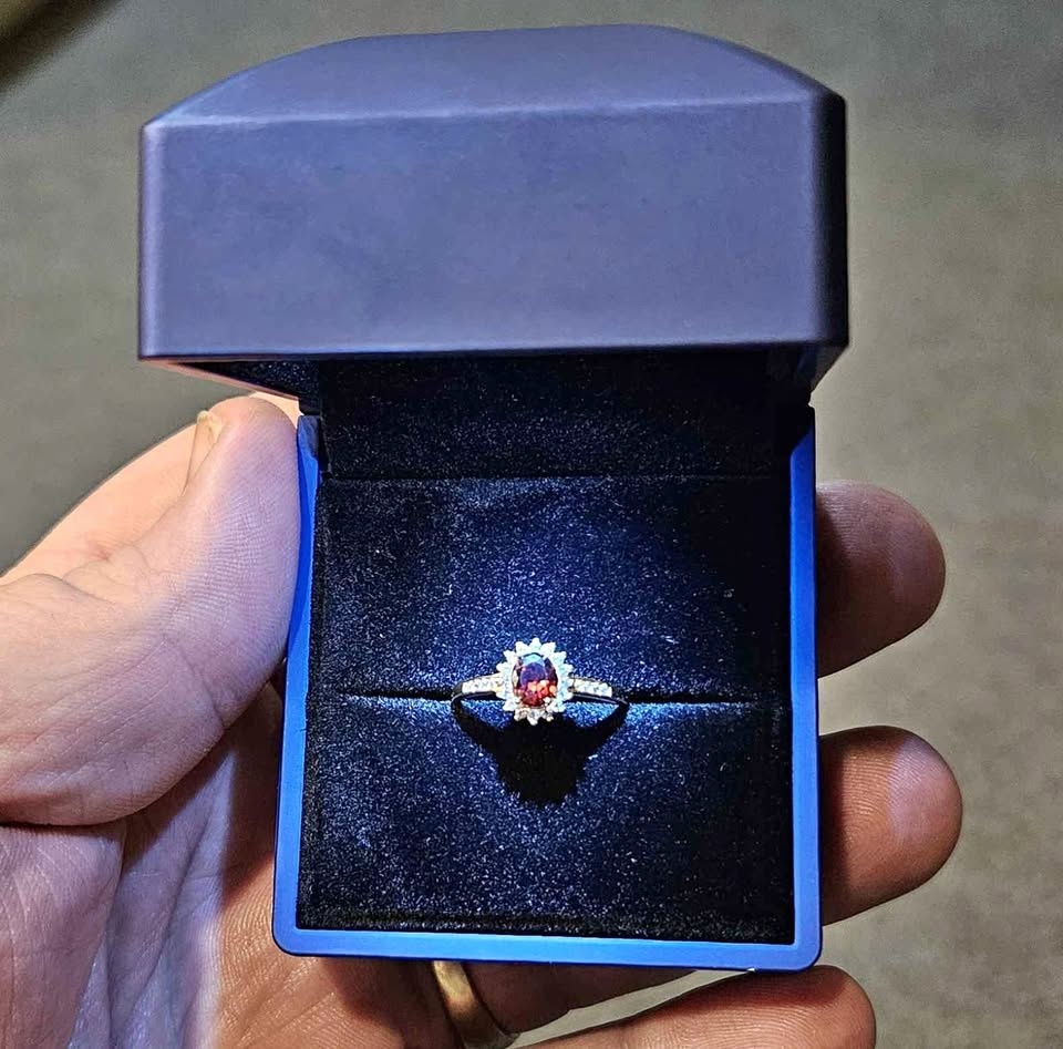 Red Ruby Ring Size 7 Sterling Silver Band, 18K Gold Plated $100