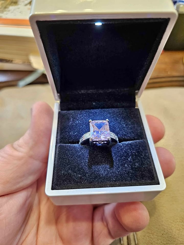 Lady's Ring Size 10 Sterling Silver Band, Pink CZ Stone $60