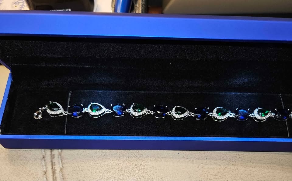 Sterling Silver Bracelet With Blue & Green Stones - photo 3