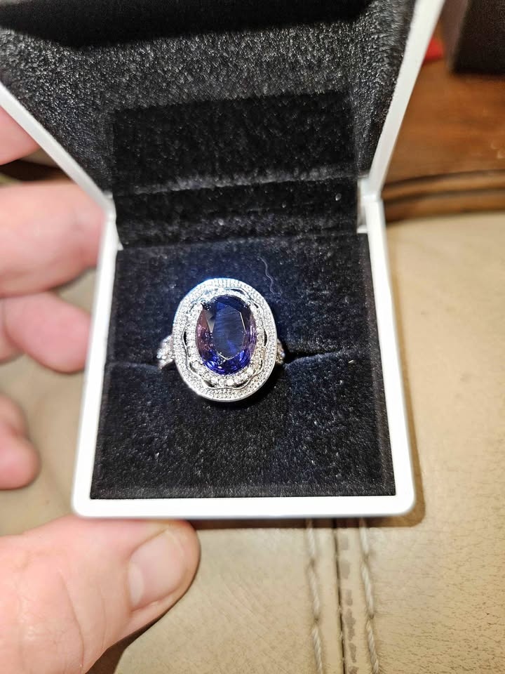Lady's Ring Size 10 Sterling Silver Purple Crystal Stone $80