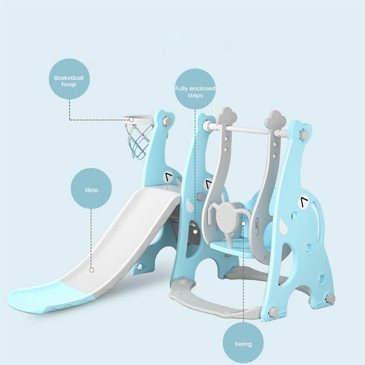New 3-in-1 Slide and Swing Set with Climber and Basketball Hoop - photo 2