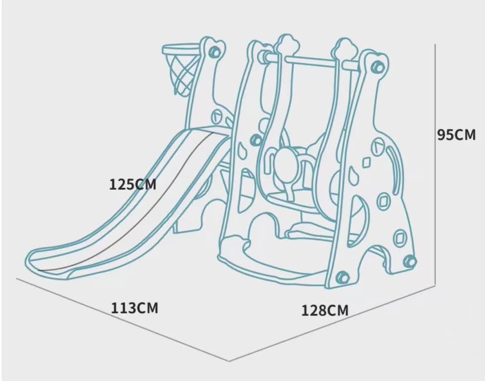 New 3-in-1 Slide and Swing Set with Climber and Basketball Hoop - photo 3