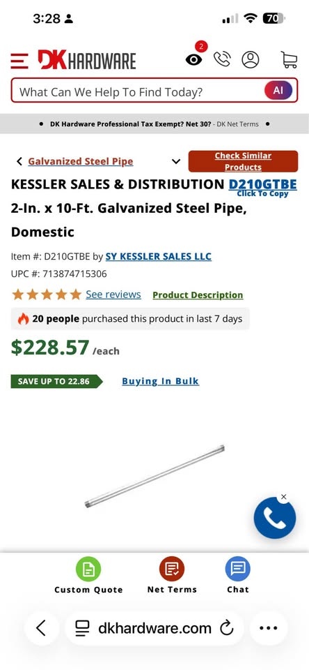 2-In. x 10-Ft. Galvanized Steel Pipe - photo 2