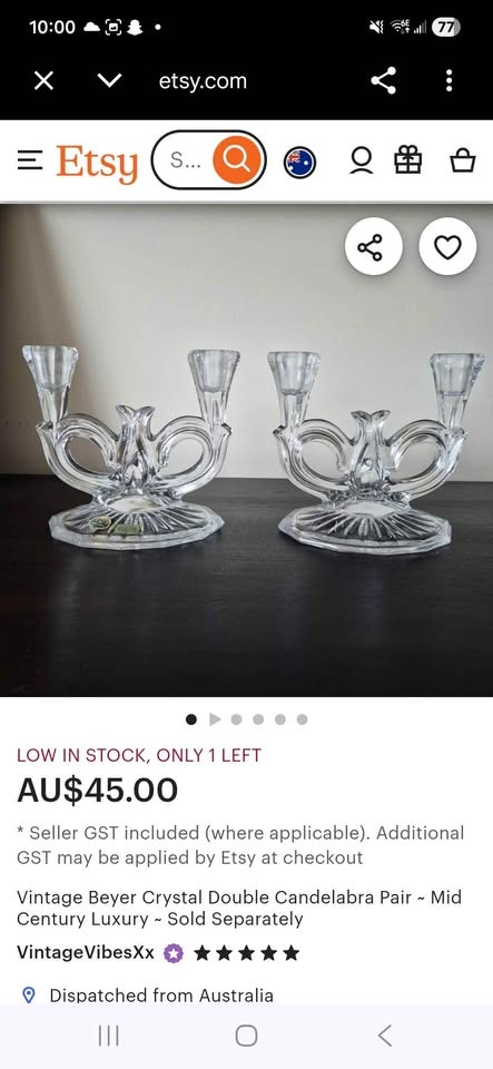 Vintage Beyer Crystal Candelabra, only 1 - photo 3