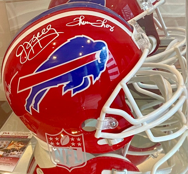 Buffalo Bills (3) Kelly, Thomas & Reed Autographed NFL Helmet - photo 5