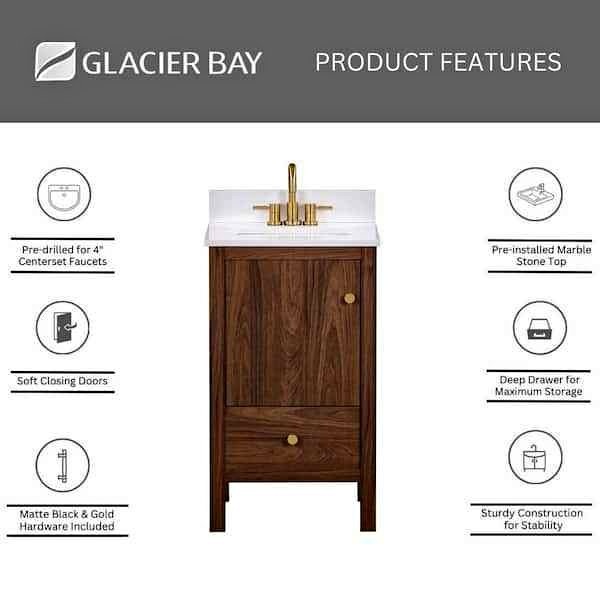 Rory 20" Walnut Bath Vanity - Assembled