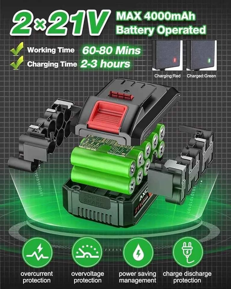 Cordless Weed Wacker, 21V Electric Eater, 2 Batteries - photo 3
