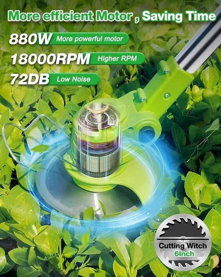 Cordless Weed Wacker, 21V Electric Eater, 2 Batteries - photo 4