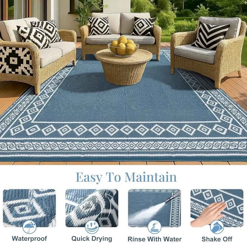 OPPODREAM Outdoor Rug 5x8 Ft, Waterproof Plastic Straw Patio Rug - photo 2