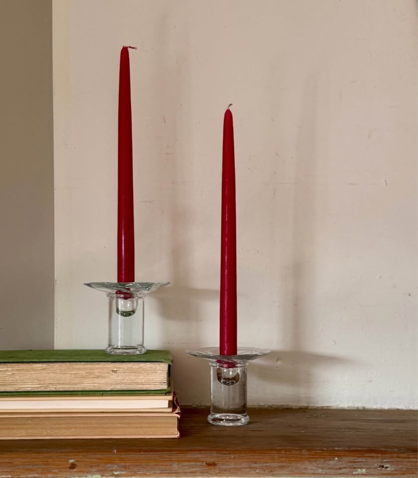 Vintage Nuutajärvi Finland Glass Candle Holders - Pair (MCM)