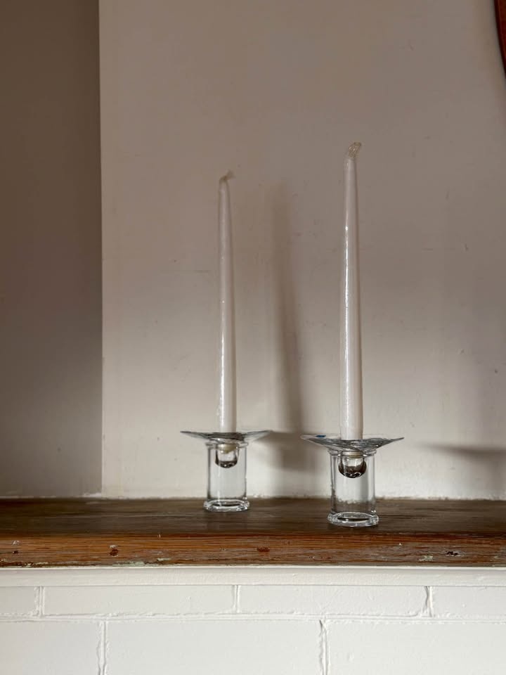 Vintage Nuutajärvi Finland Glass Candle Holders - Pair (MCM) - photo 2