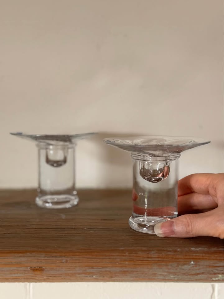 Vintage Nuutajärvi Finland Glass Candle Holders - Pair (MCM) - photo 3