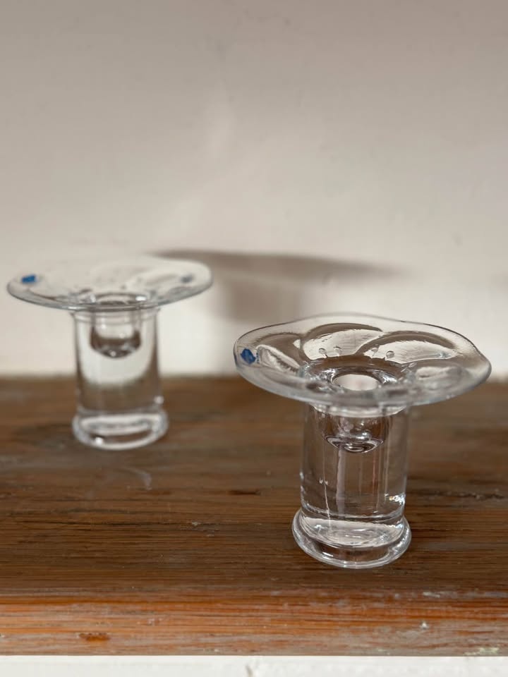 Vintage Nuutajärvi Finland Glass Candle Holders - Pair (MCM) - photo 4