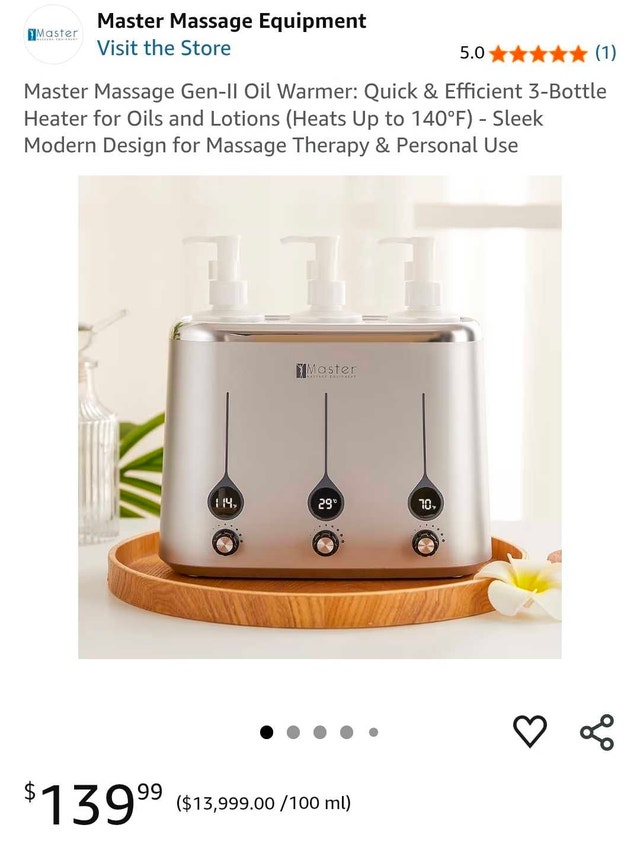 Master Massage Gen-II Oil Warmer: Quick & Efficient 3-Bottle