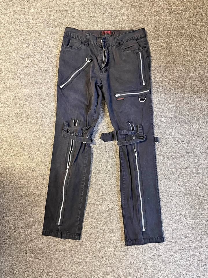 Tripp NYC Black Goth Rave Zipper Pants