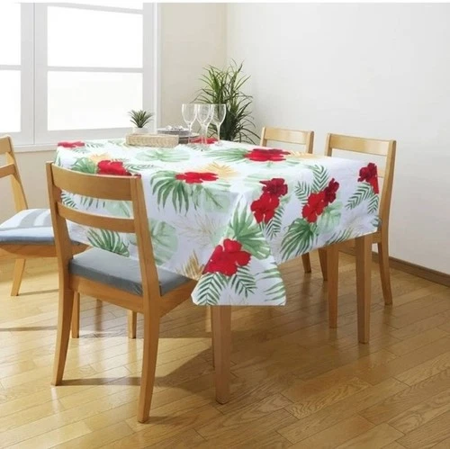 Luau Party Tablecloth Hibiscus Tropical Dining Table Decor 58"x9