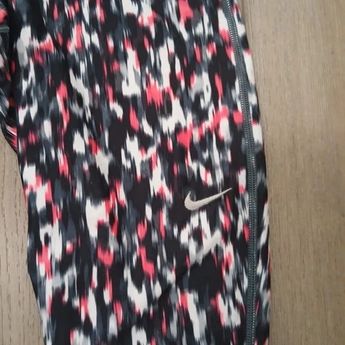 Nike Dri-Fit Cropped Leggings XS Black Pink Abstract Print - photo 3