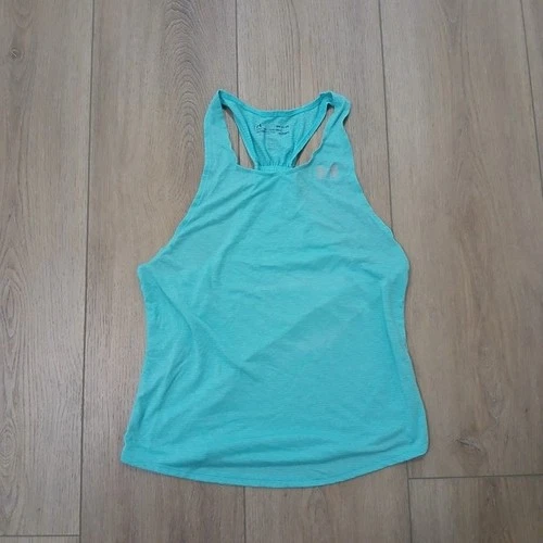 Under Armour HeatGear Tank Top Small Aqua Racerback Athletic Shi
