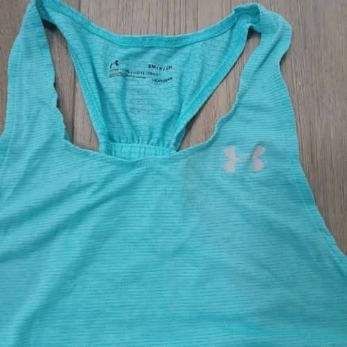 Under Armour HeatGear Tank Top Small Aqua Racerback Athletic Shi - photo 2