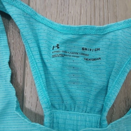 Under Armour HeatGear Tank Top Small Aqua Racerback Athletic Shi - photo 3