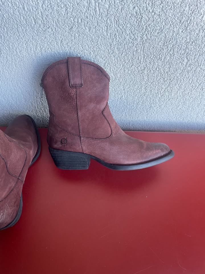 NEW Burgundy Born Wynd Western Ankle Leather Boots Sz 7 - photo 2