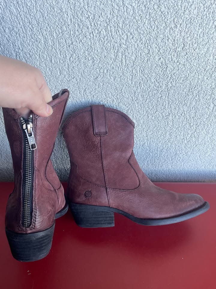 NEW Burgundy Born Wynd Western Ankle Leather Boots Sz 7 - photo 4