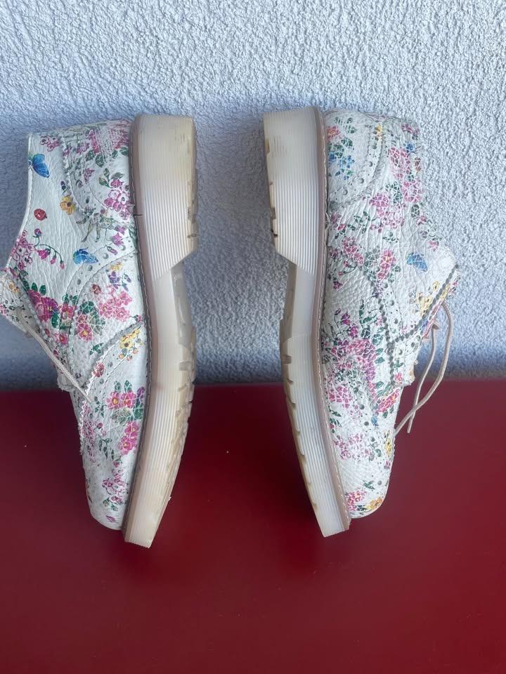Floral Pattern Italian Leather Shoes - Dr. Martens Style - US 8 - photo 2