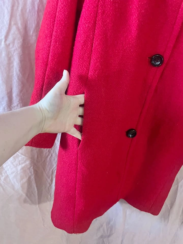 Forever21 Red Boucle Wool Blend Coat - Size M