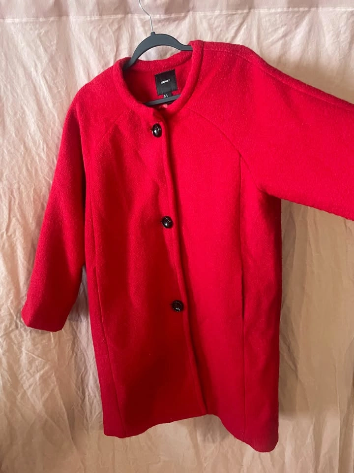 Forever21 Red Boucle Wool Blend Coat - Size M - photo 3