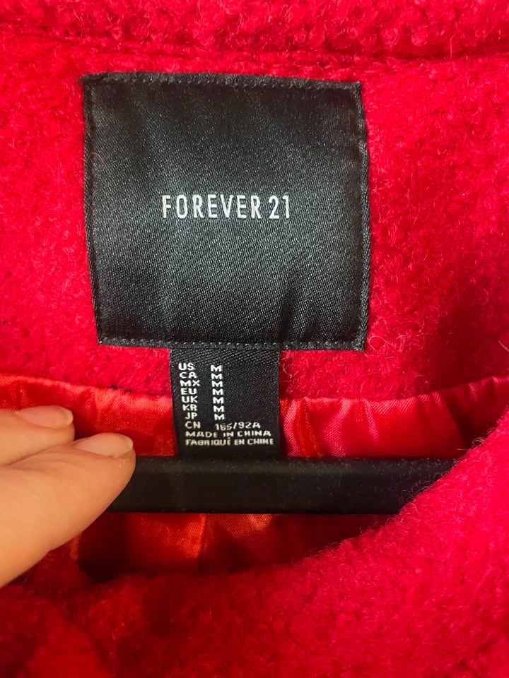 Forever21 Red Boucle Wool Blend Coat - Size M - photo 5