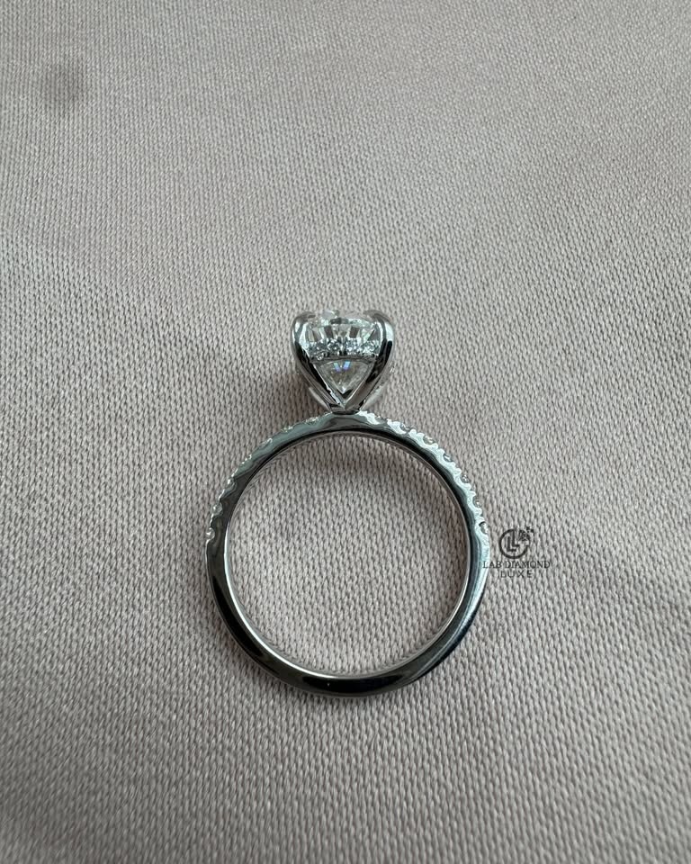 3.00CT Oval Lab Diamond Engagement Ring | 14K White Gold Pave Ba - photo 2