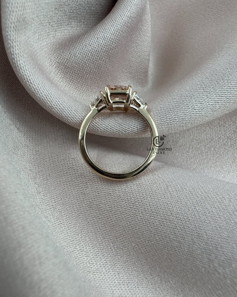 1.50CT Pink Radiant Cut Lab Diamond Engagement Ring | 14K Yellow - photo 3