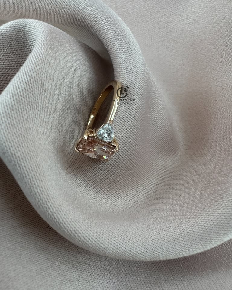 1.50CT Pink Radiant Cut Lab Diamond Engagement Ring | 14K Yellow - photo 4