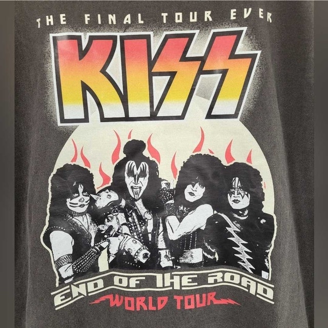 2XL Kiss Grey/Faded black heavyweight tshirt Retro style - photo 2