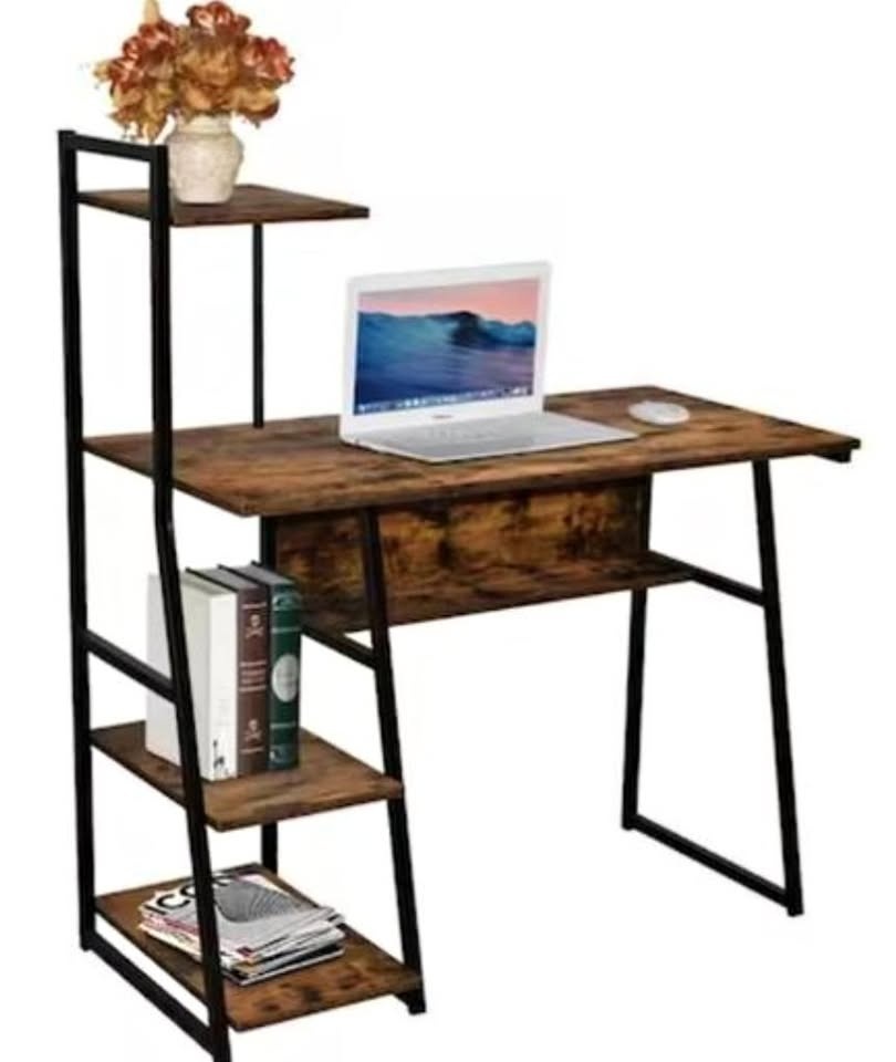 New Industrial Computer Desk w/ 4 Shelves - Moustache