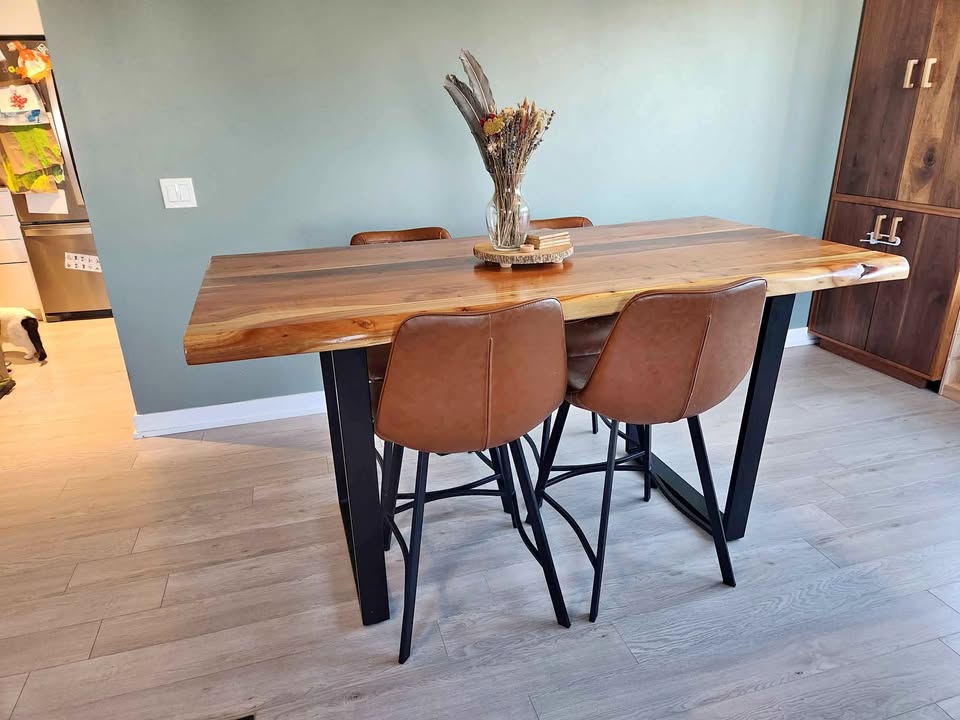 Solid Wood Table with metal legs