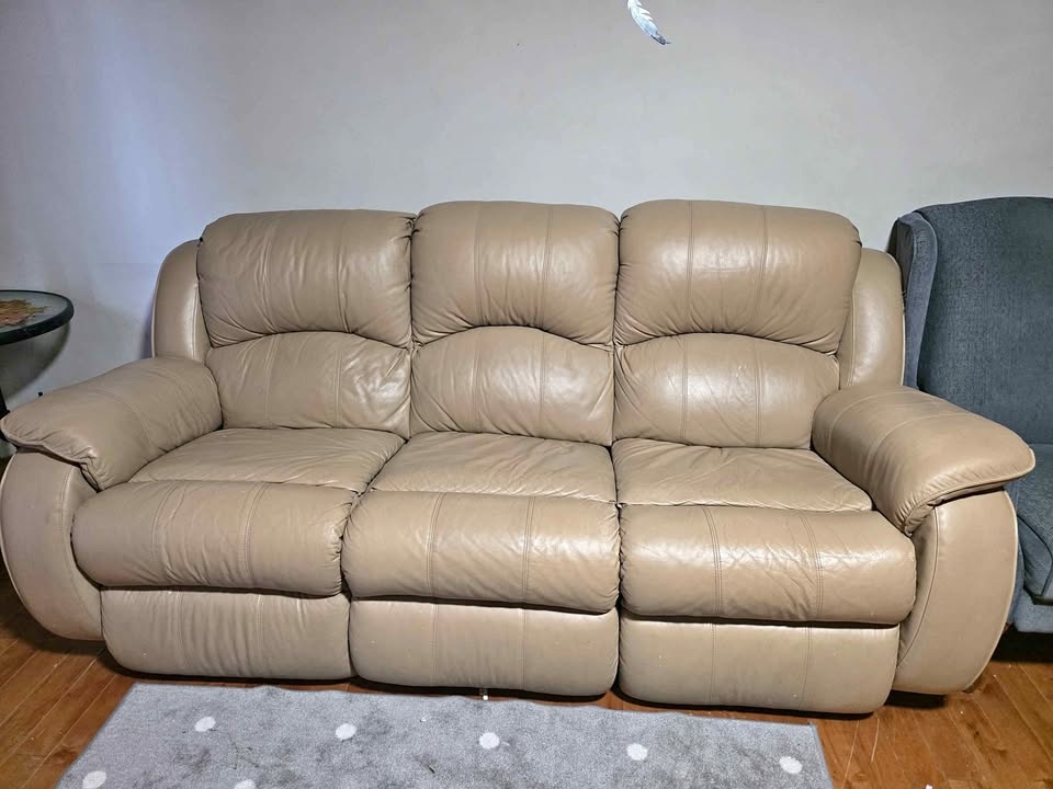 Tan Leather Recliner Sofa 3 Seater