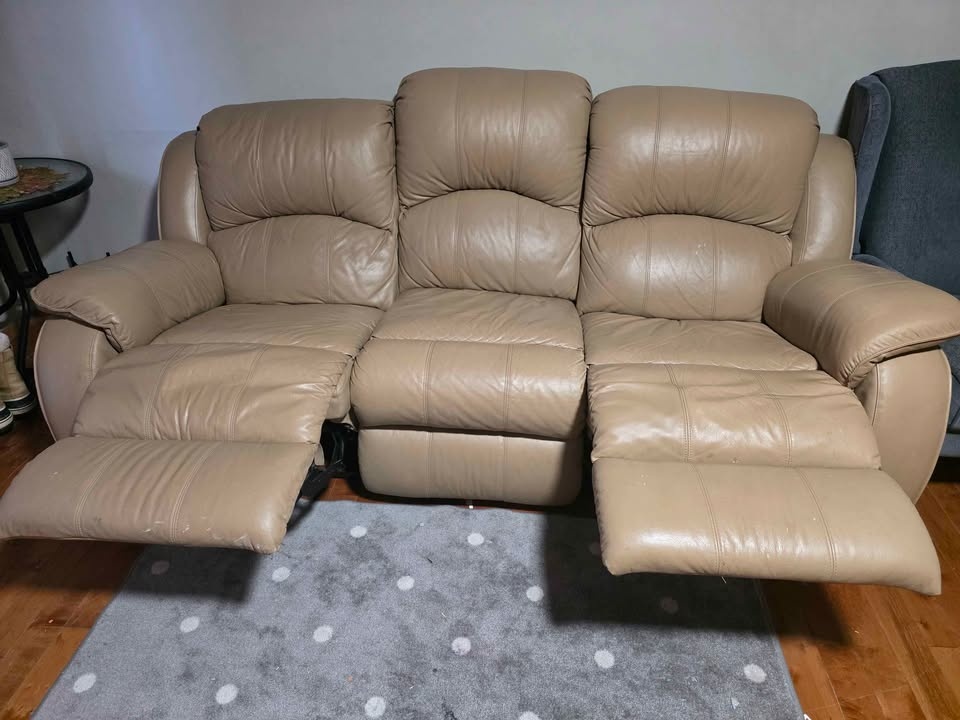 Tan Leather Recliner Sofa 3 Seater - photo 2