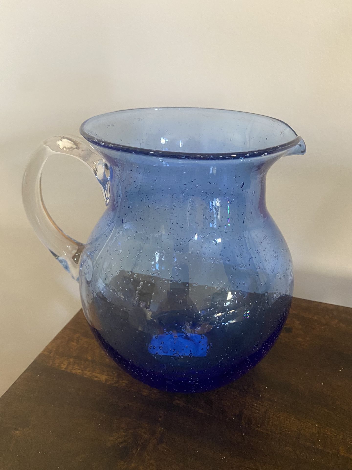 Hand Blown Glass Cobalt Pitcher - photo 2