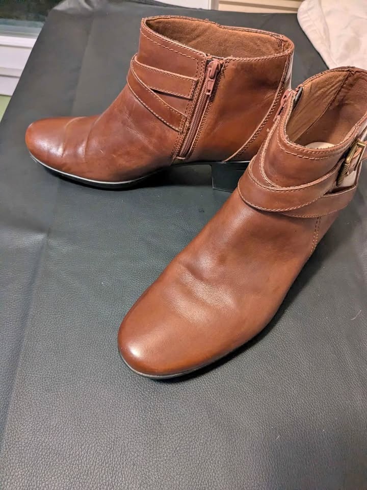 Women's Brown Clarks Booties, Size 11