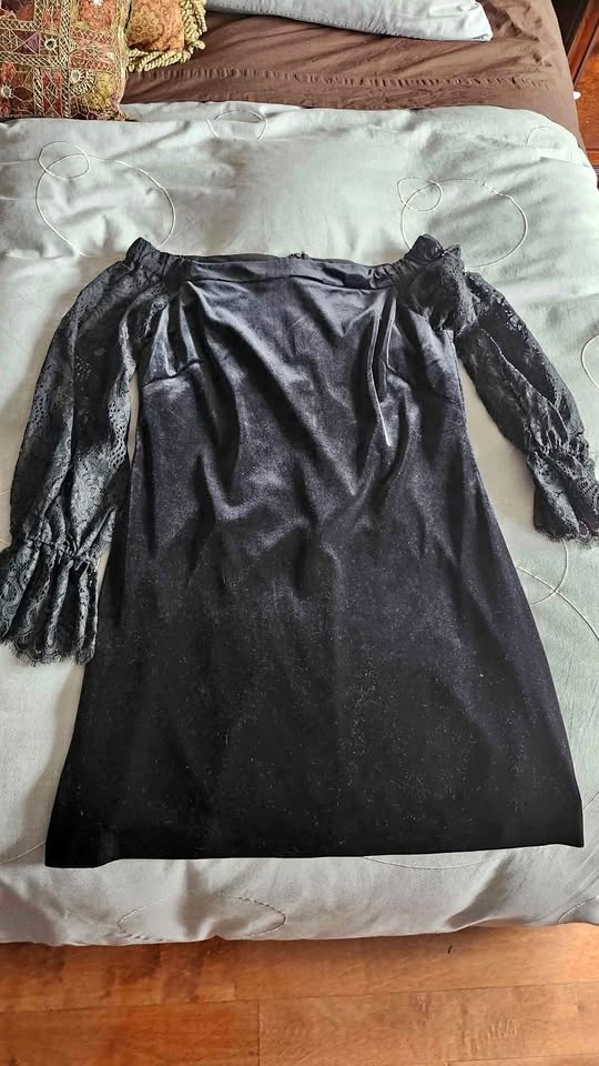 Black Velvet and Lace Dress