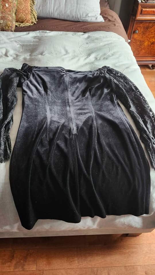 Black Velvet and Lace Dress - photo 3