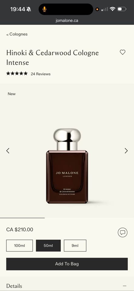 Jo Malone Hinoki Cedarwood Cologne Intense 50ml - photo 2