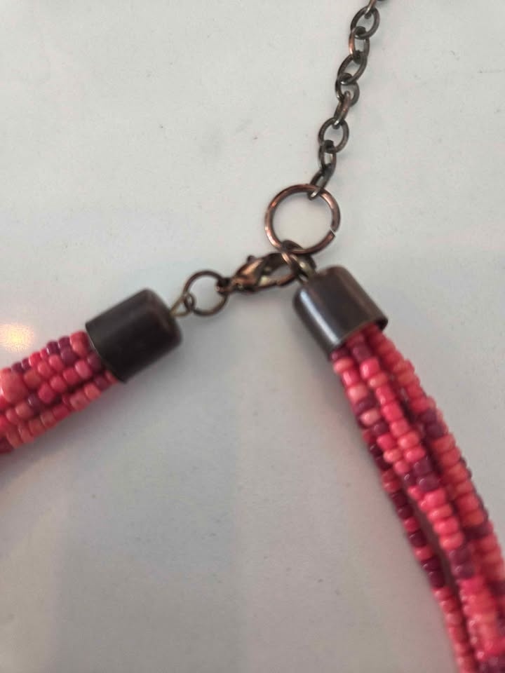 Coral Multi-Strand Statement Boho Tribal Necklace - photo 4