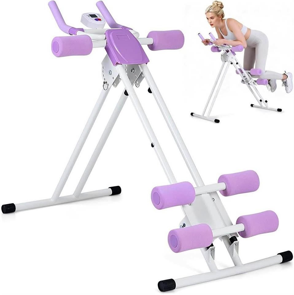Adjustable Ab Workout Machine w/ LCD Display Purple White