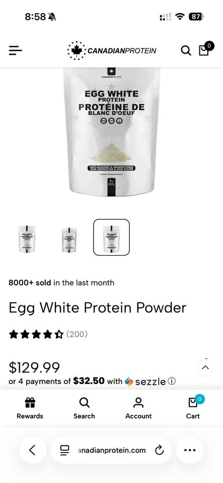 100% Original Canadian Egg White Protein Powder