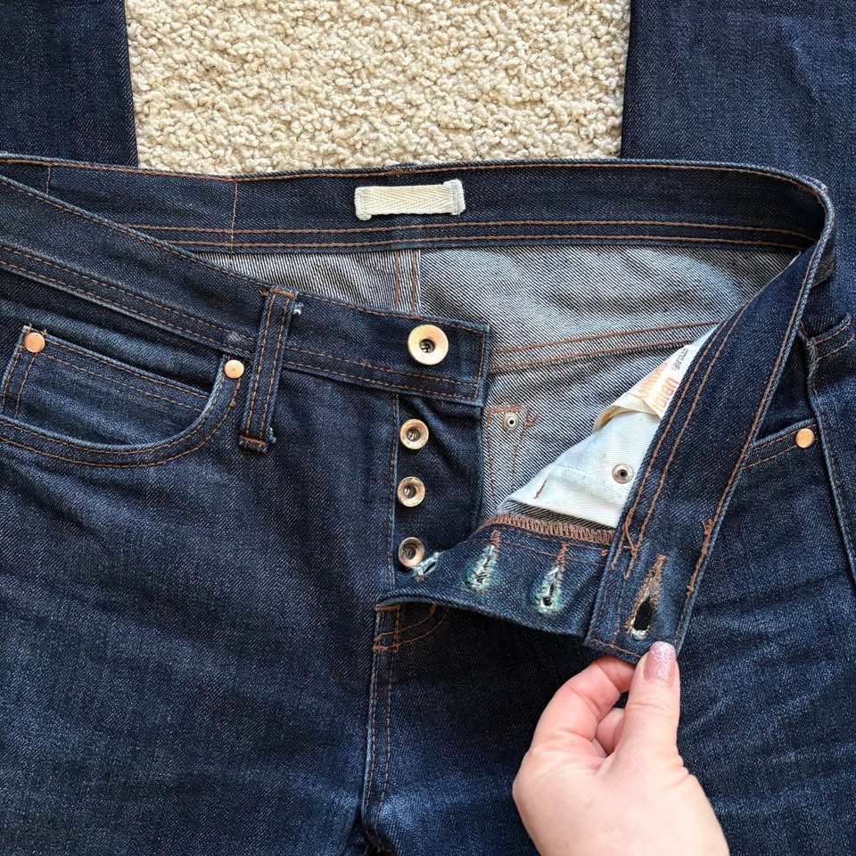 Unbranded UB101 Selvedge Jeans 30x29 Skinny Raw Hem Indigo Butto - photo 5
