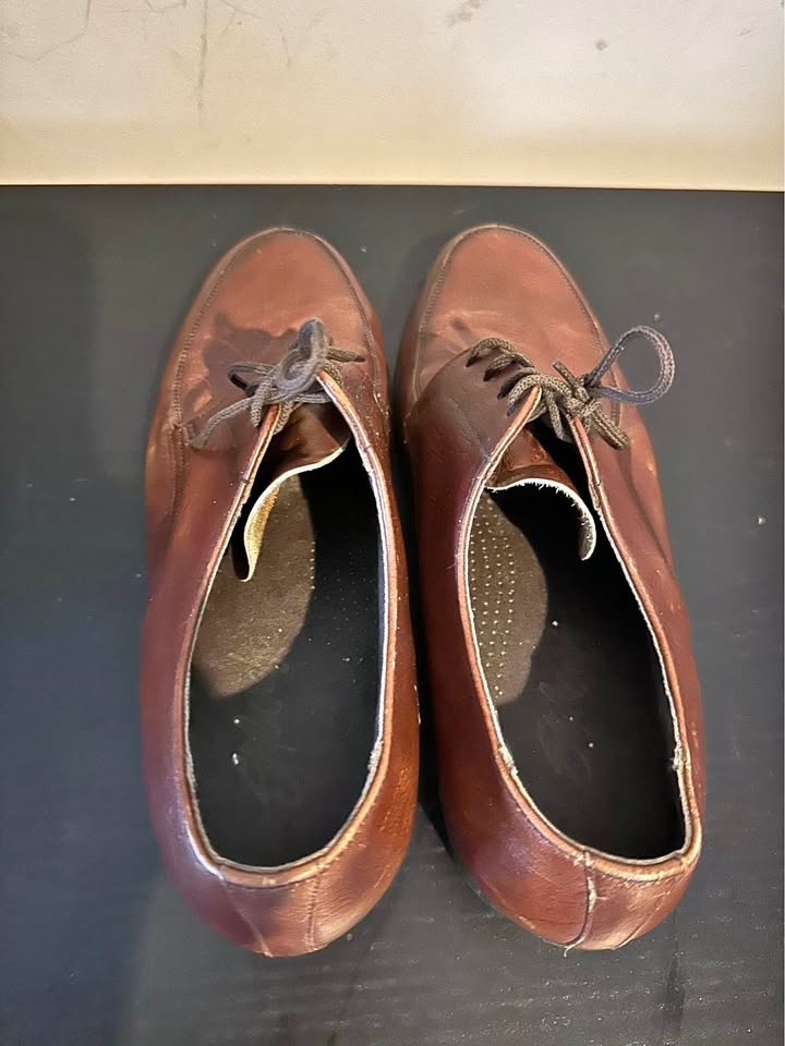 Brown leather derby shoes